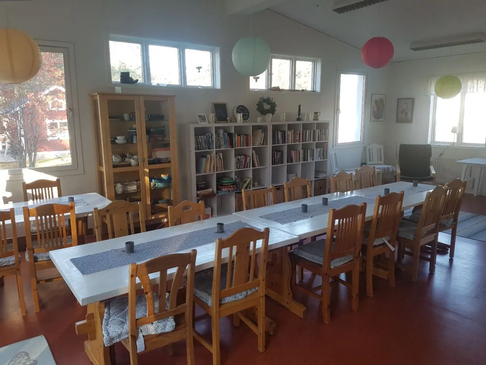 A room with dining tables.