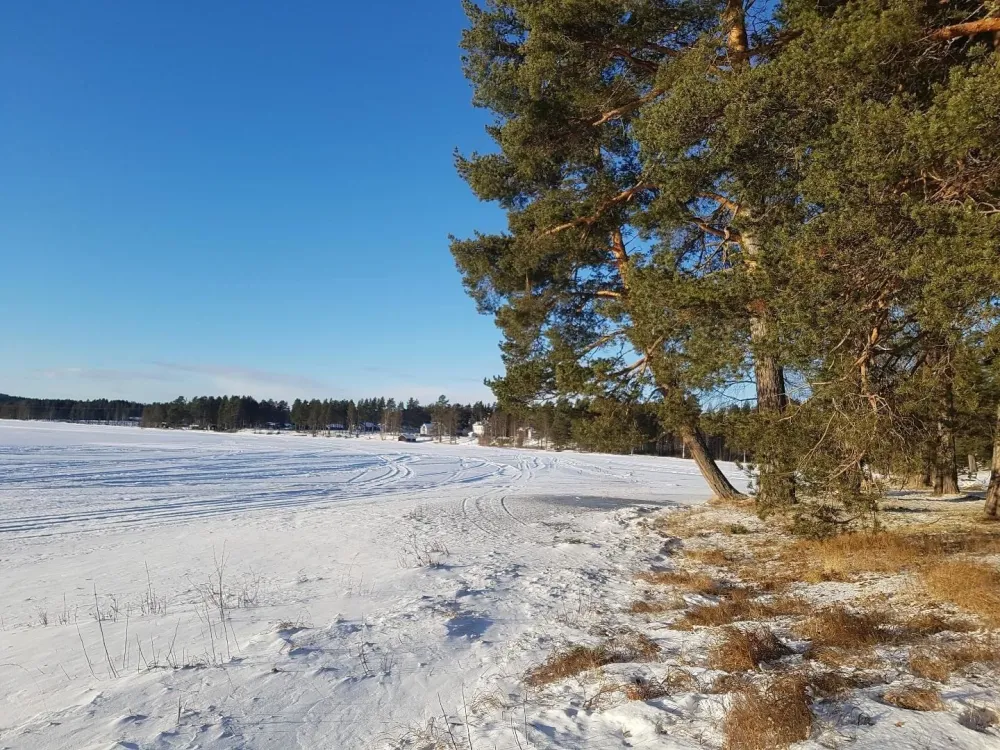 A frozen lake.